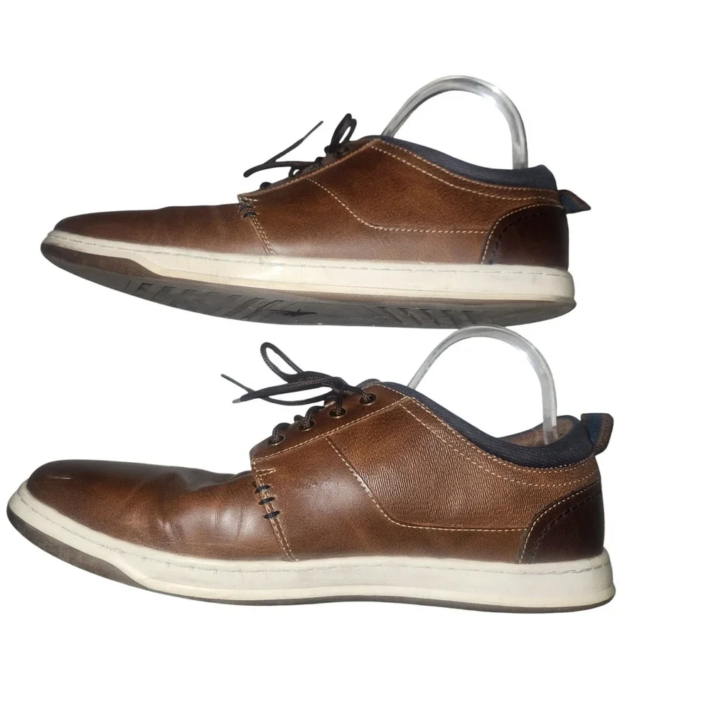 Hawkee Rye Mens Brown Faux Leather Oxford Sneakers Size 10.5 Low Top Casual